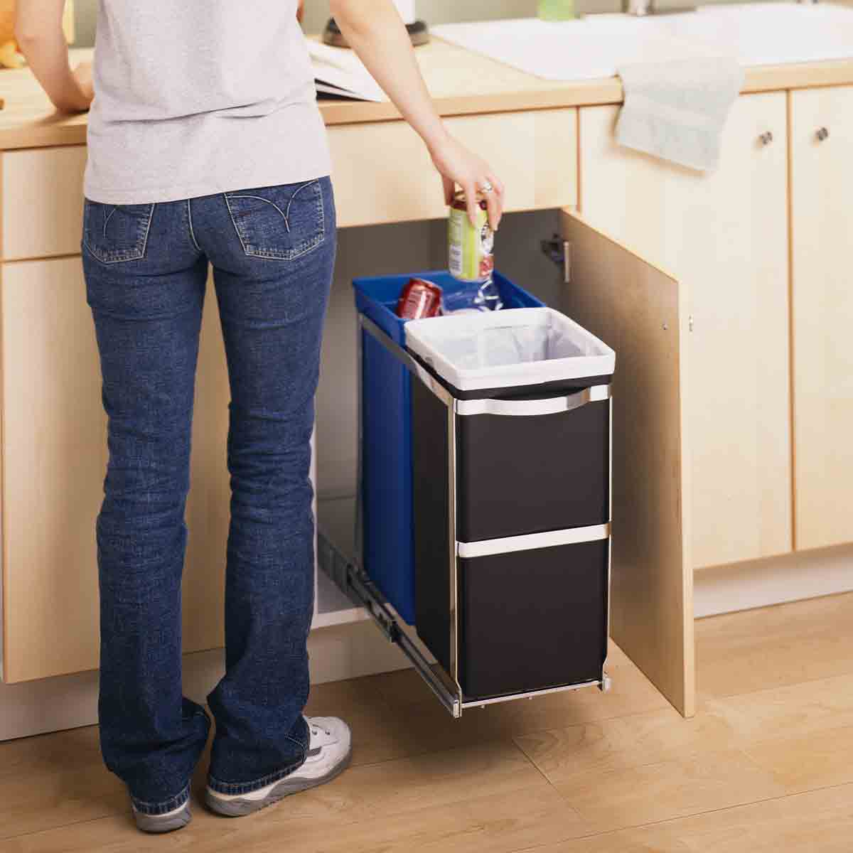35L Dual Compartment Under Counter Pull-Out Can