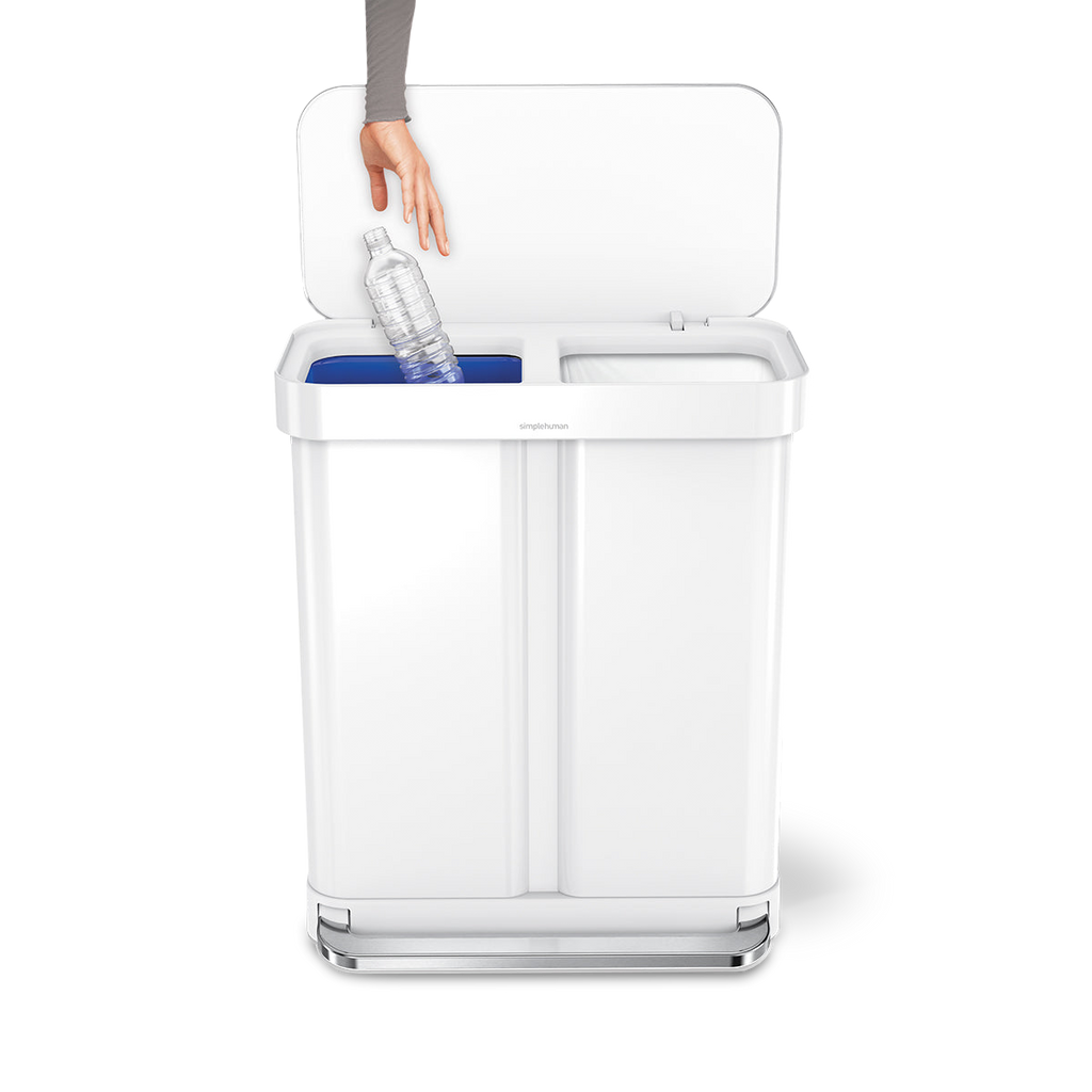 58L Dual Compartment Rectangular Step Can with Liner Pocket