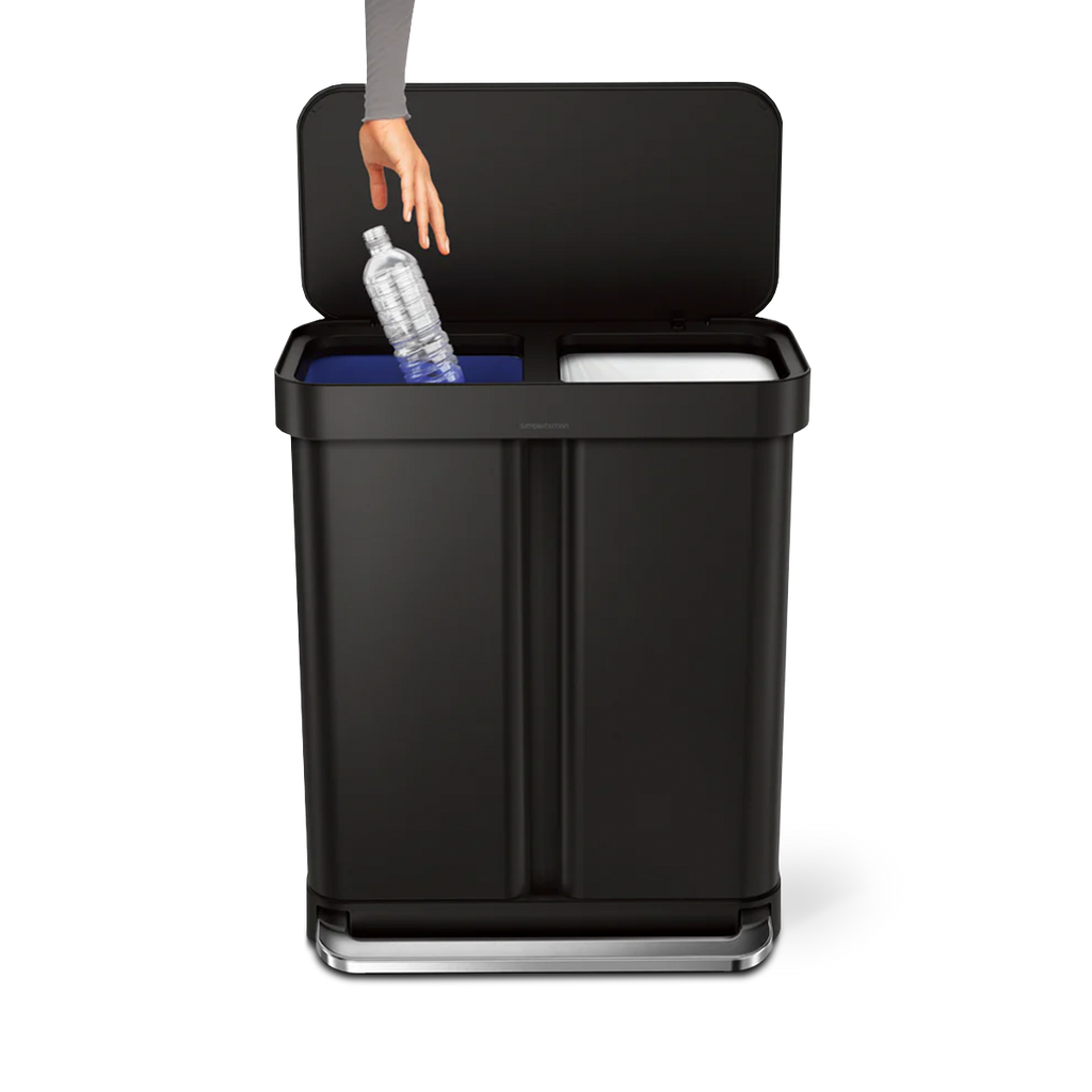 58L Dual Compartment Rectangular Step Can with Liner Pocket